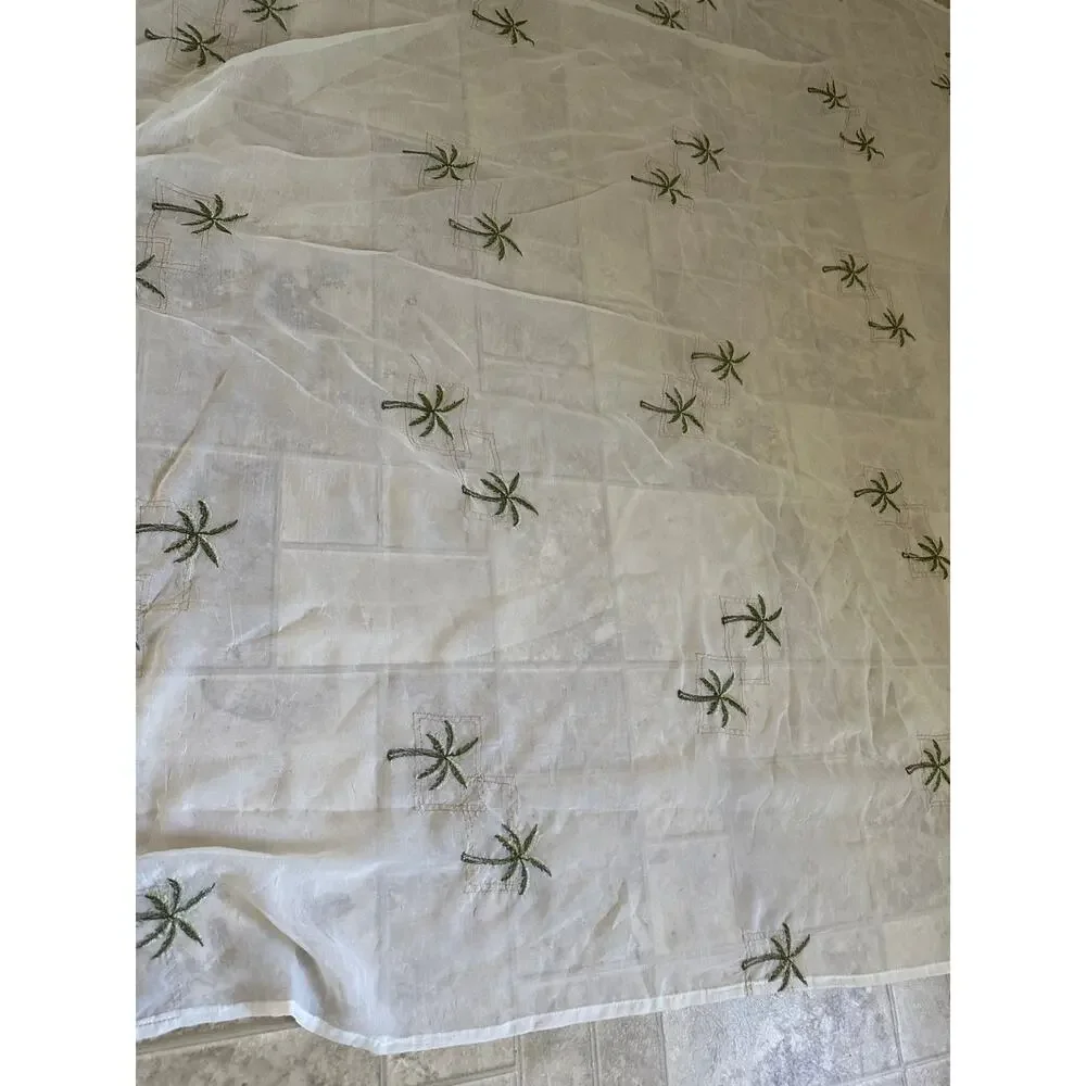 ABC Distributing Sheer White Fabric Shower Curtain Silver Palm Tree 70x71